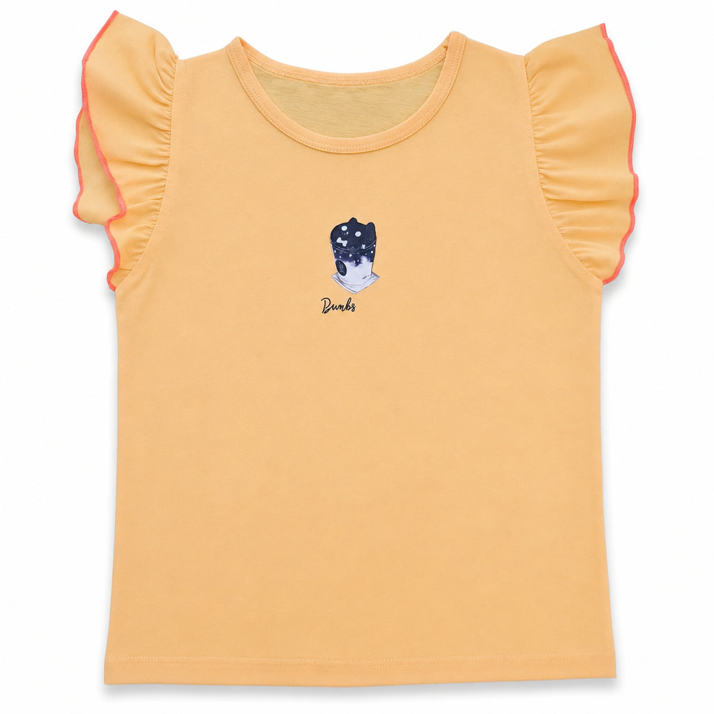 Remera niña lisa manga con volado
